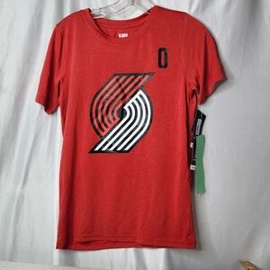 Portland Trail Blazers Shirt Boy's Large Red Short Sleeve NBA Basketball